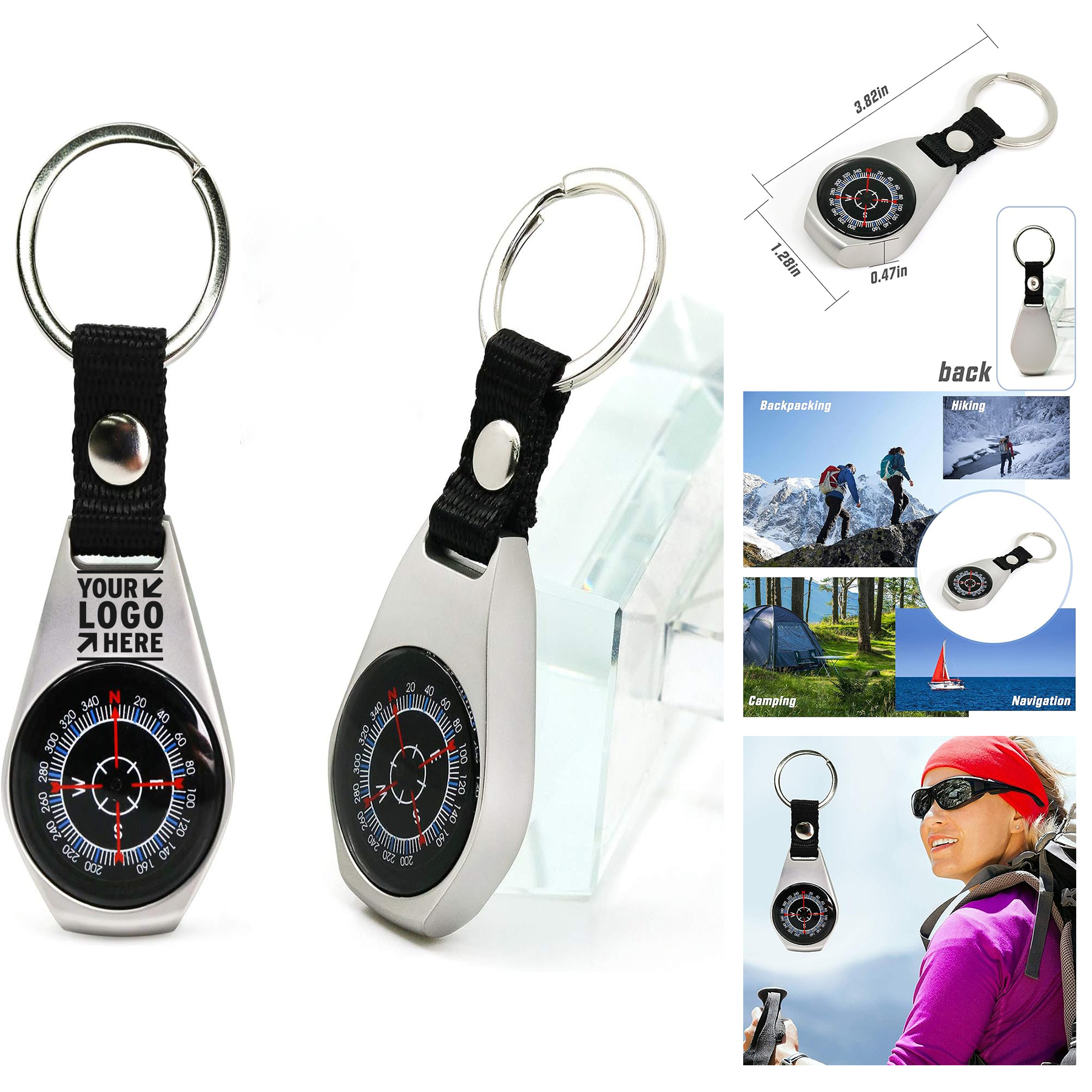 2 Pack Waterproof Key Ring Military Survival Magnetic Mini Metal Keychain Pocket Compass Equipment 2