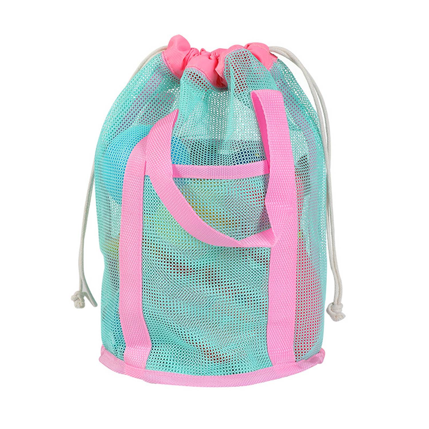 16L Polyester Mesh Beach Drawstring Bag 8