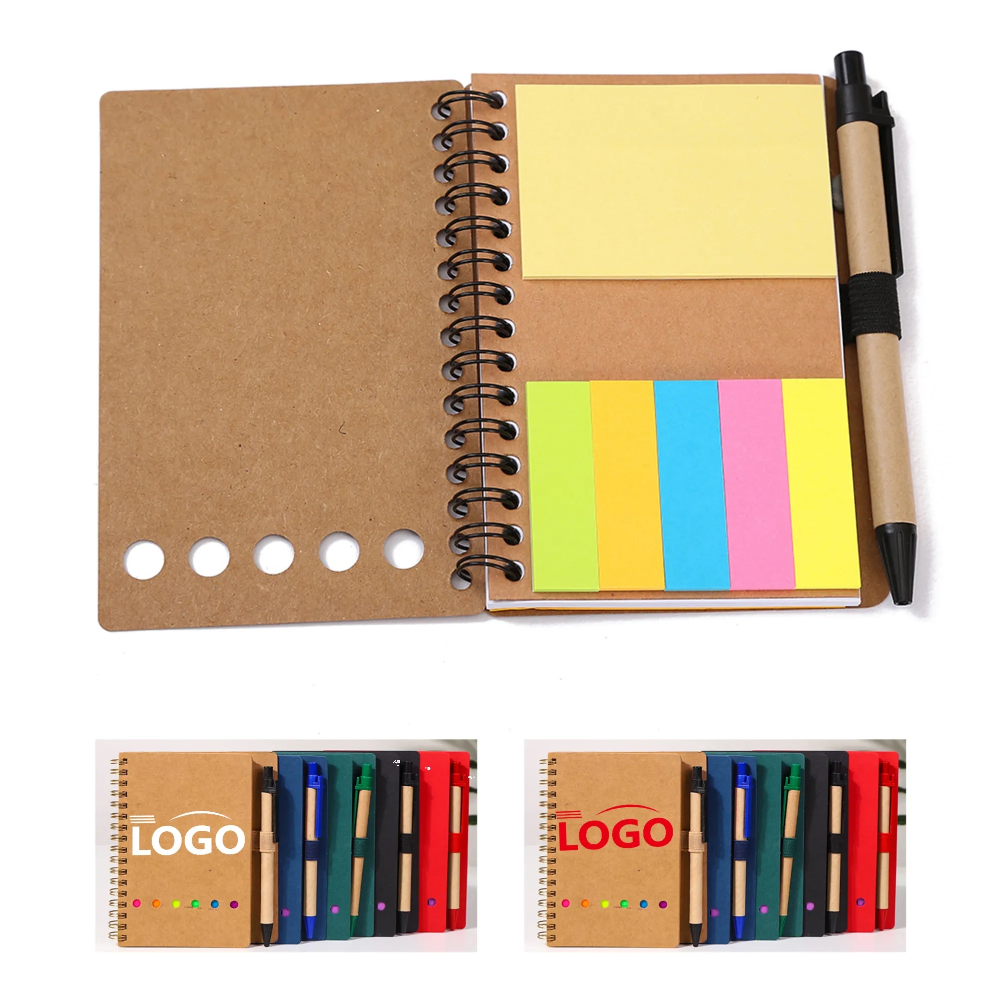 Spiral Notebook Lined Notepad with Pen and Sticky Notes