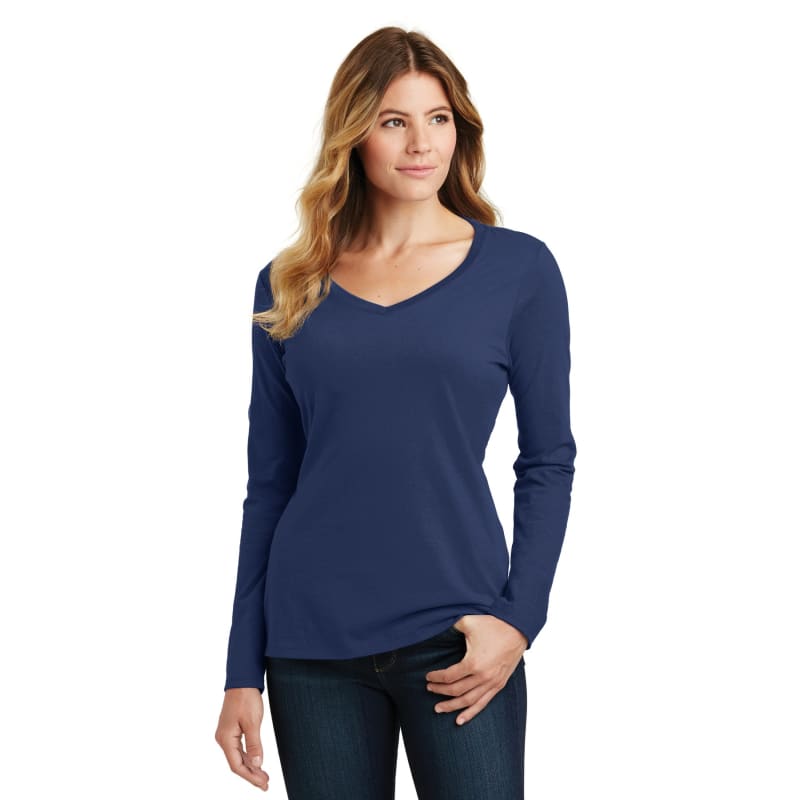 Port & Company Women's Long Sleeve Fan Favorite V-Neck Tee. 80