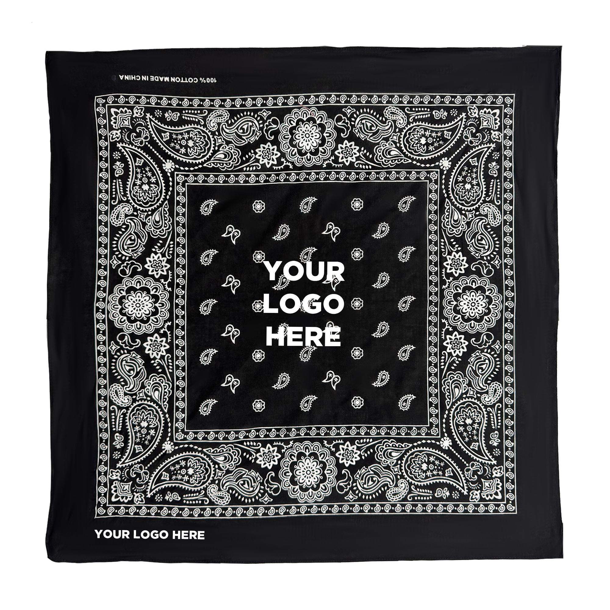 Black Cotton Bandana 22" x 22" 1