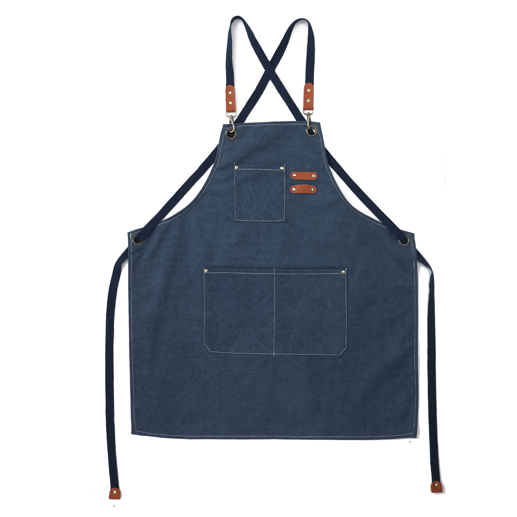 Heavy Duty Canvas Cross Back Apron With Pockets 2