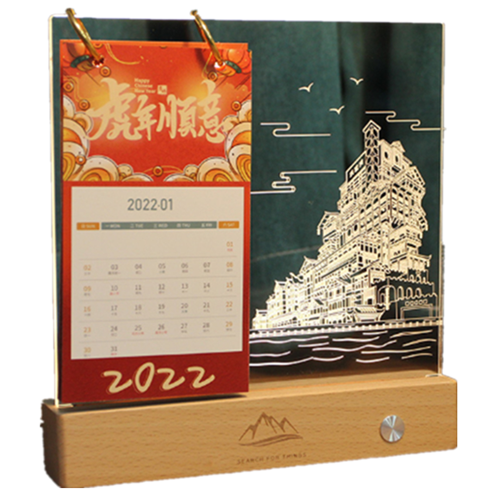 Calendar 3D Acrylic Rectangle Base Night Light 3