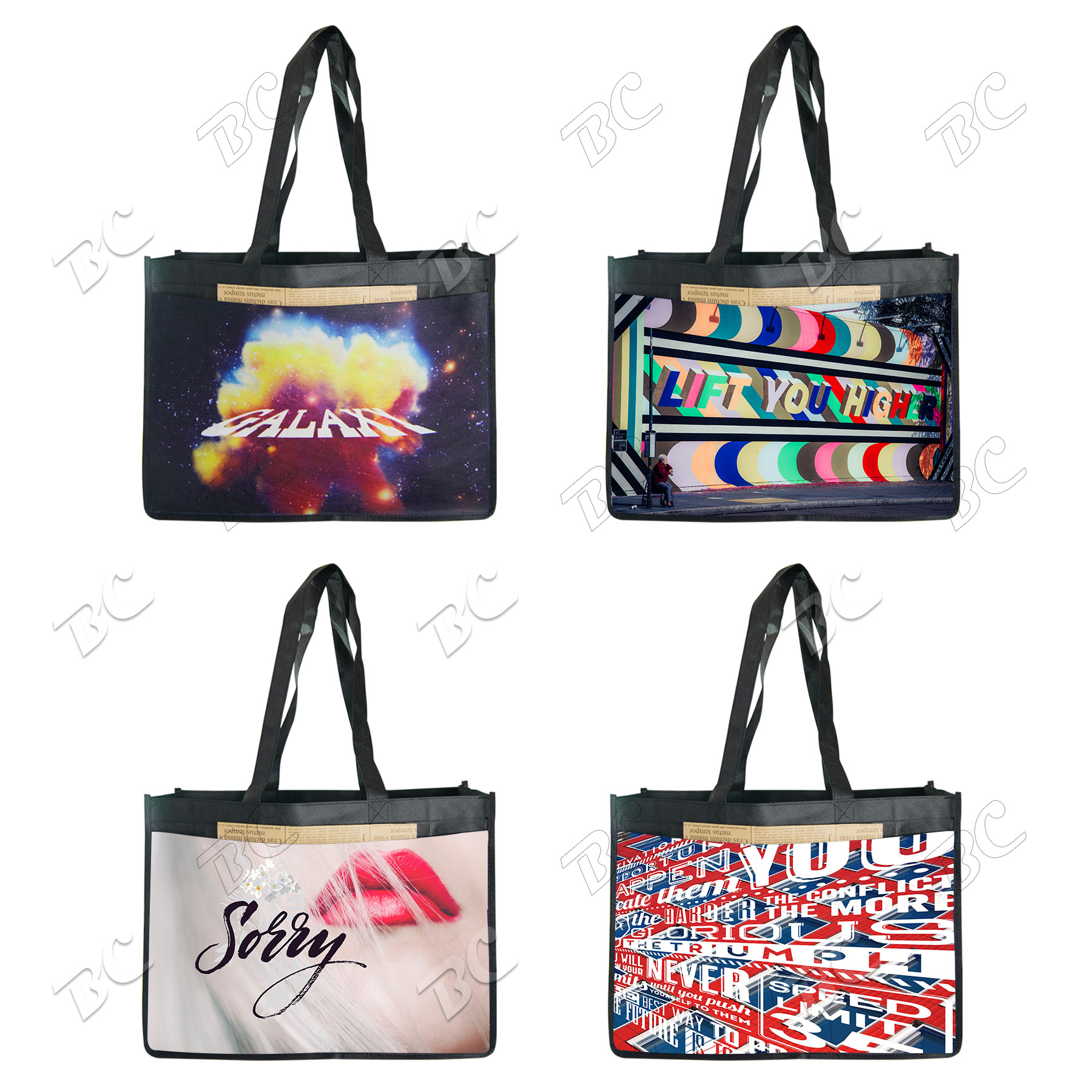Fully Sublimated 16"x 12" Evermore Shopper 100 GSM PET Non-Woven Tote Bag 4