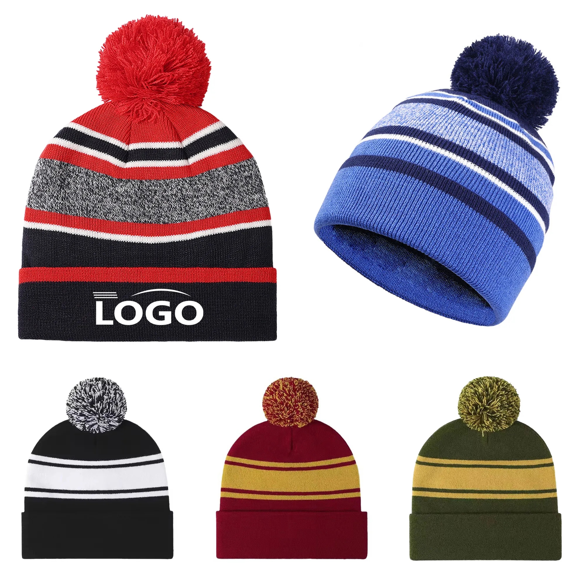Knit Warm Beanie With Pom 2