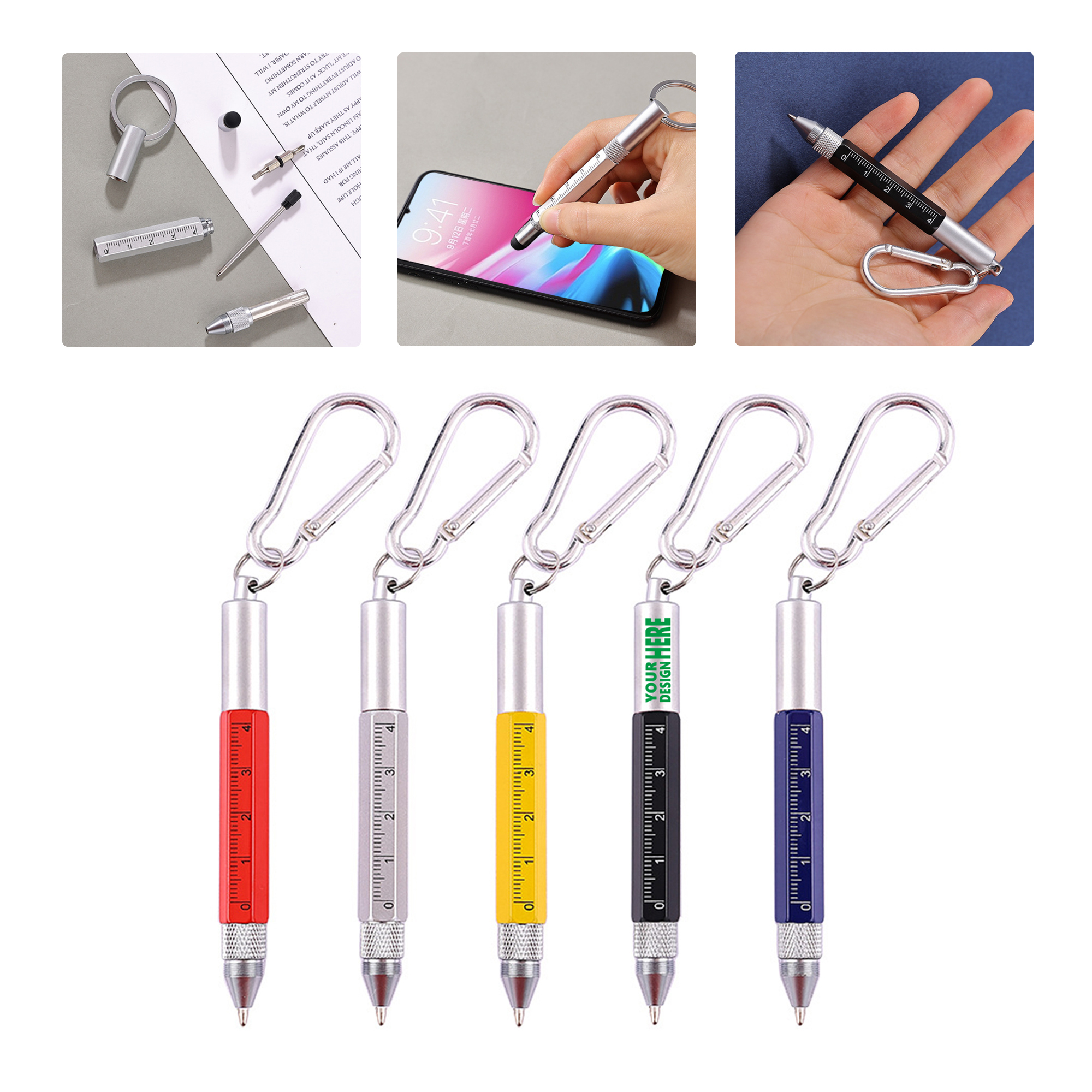 MOQ 50 Customizable Keychain Tool Pen with Ruler for Everyday Use 1