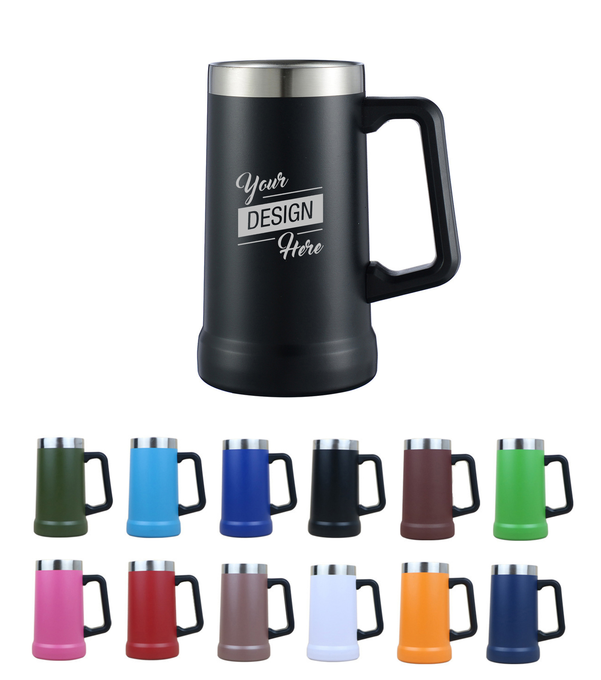 24 oz. Stainless Steel Big Grip Vacuum Beer Stein 2