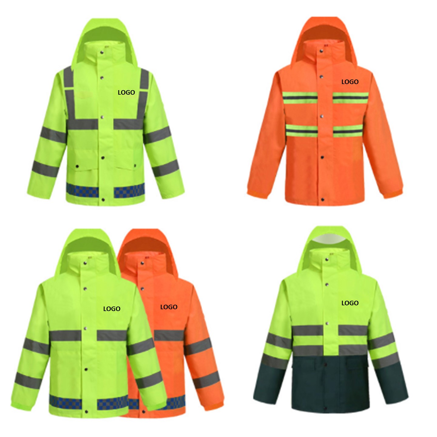 Reflective Safety Raincoat Set, custom jacket with logo imprint 2