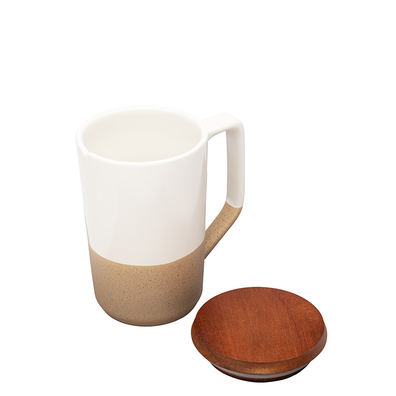 Mogiana 15 oz. Two-Tone Ceramic Mug w/ Wood Lid 4