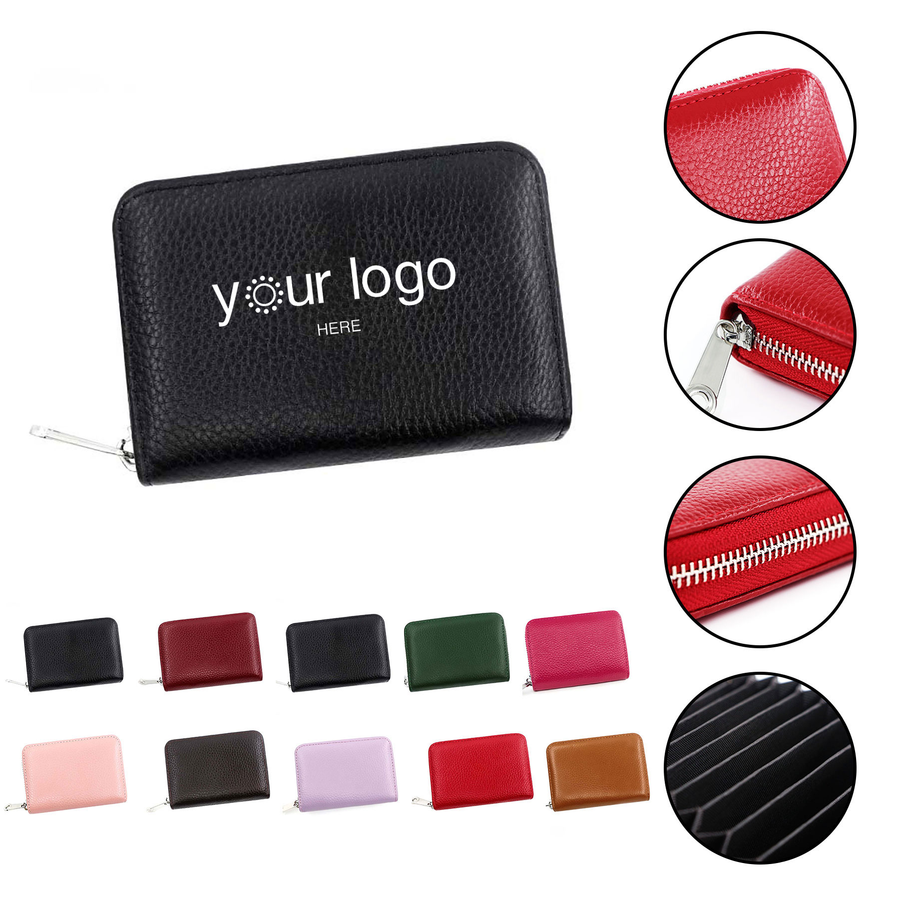 Rfid 12 Card Slots Leather Accordion Wallet With Zipper 2