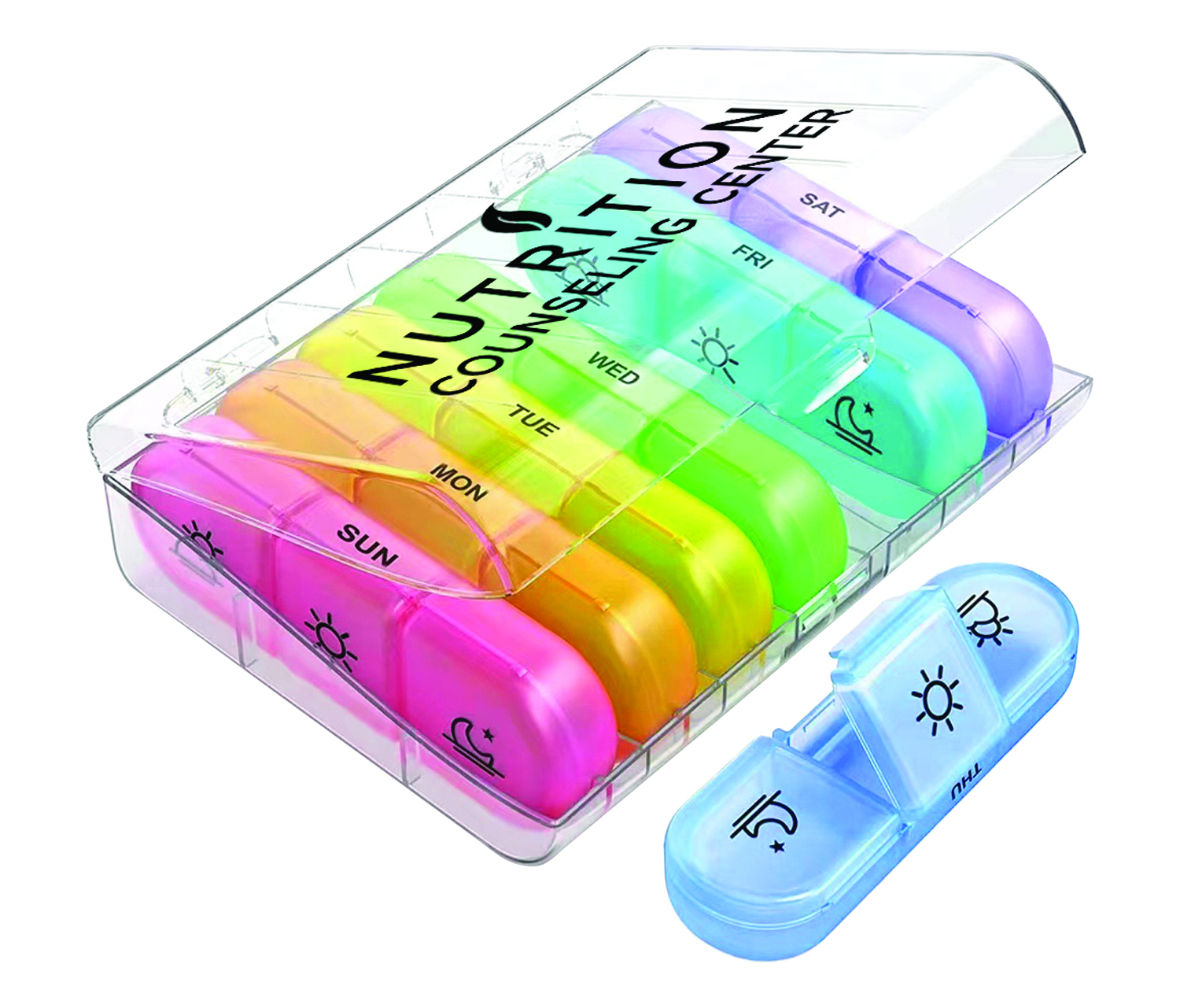 Clear/Rainbow Travel Pill Container 3