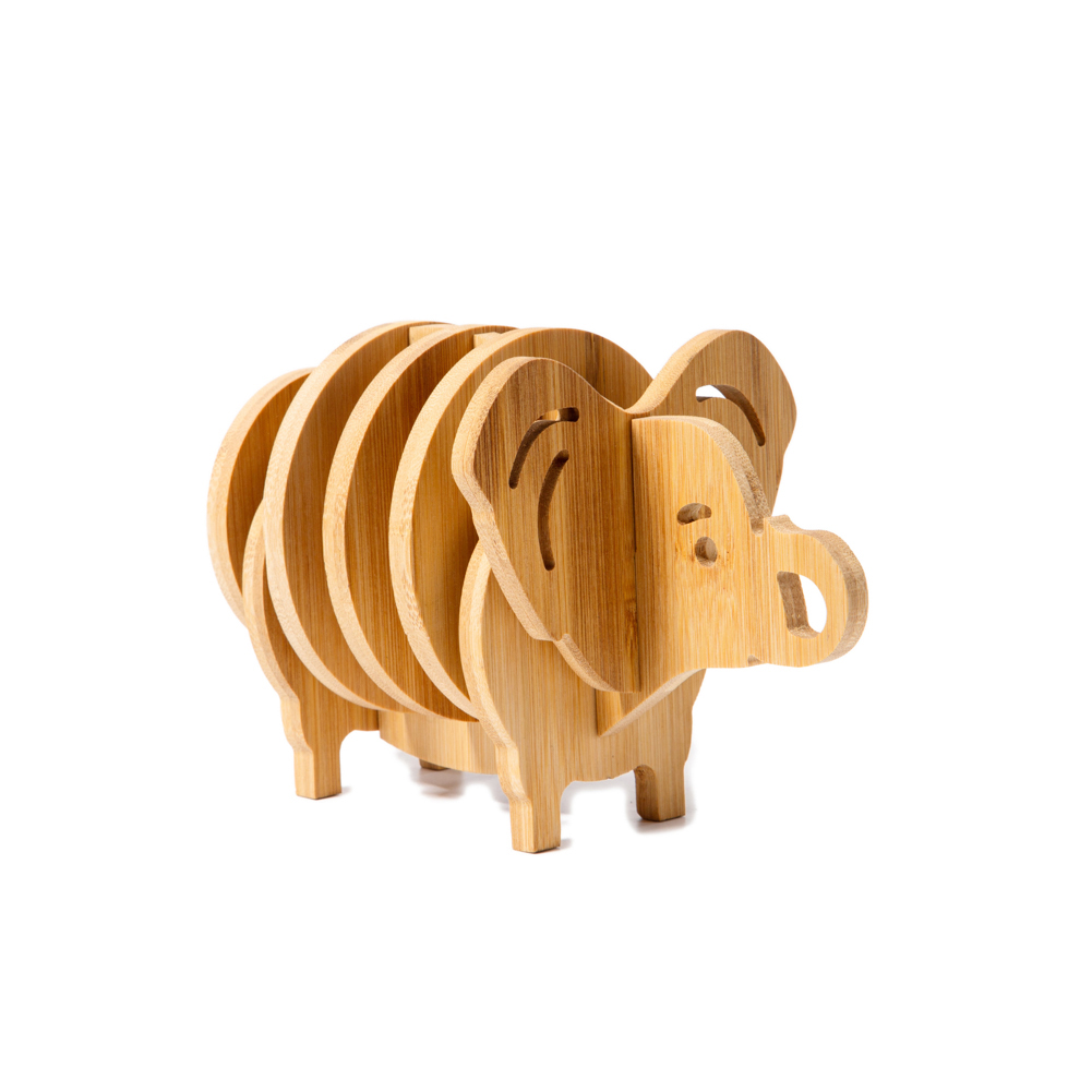 Elephant Shaped Bamboo Coaster and Table Top Decoration 7