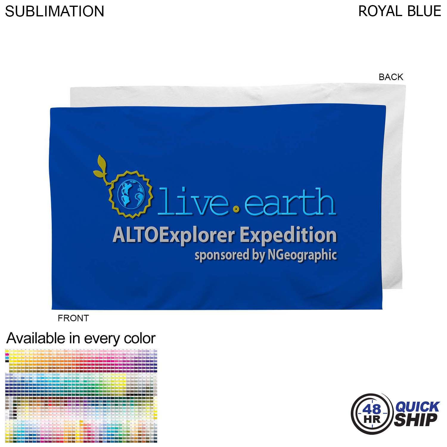 48 Hr Quick Ship - Plush Velour Terry Cotton Blend Colored Hand, Fitness Towel, 15x25, Sublimated 4