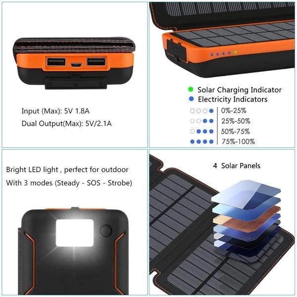 Outdoor High Capacity 20000mAh Waterproof Solar Charger 4