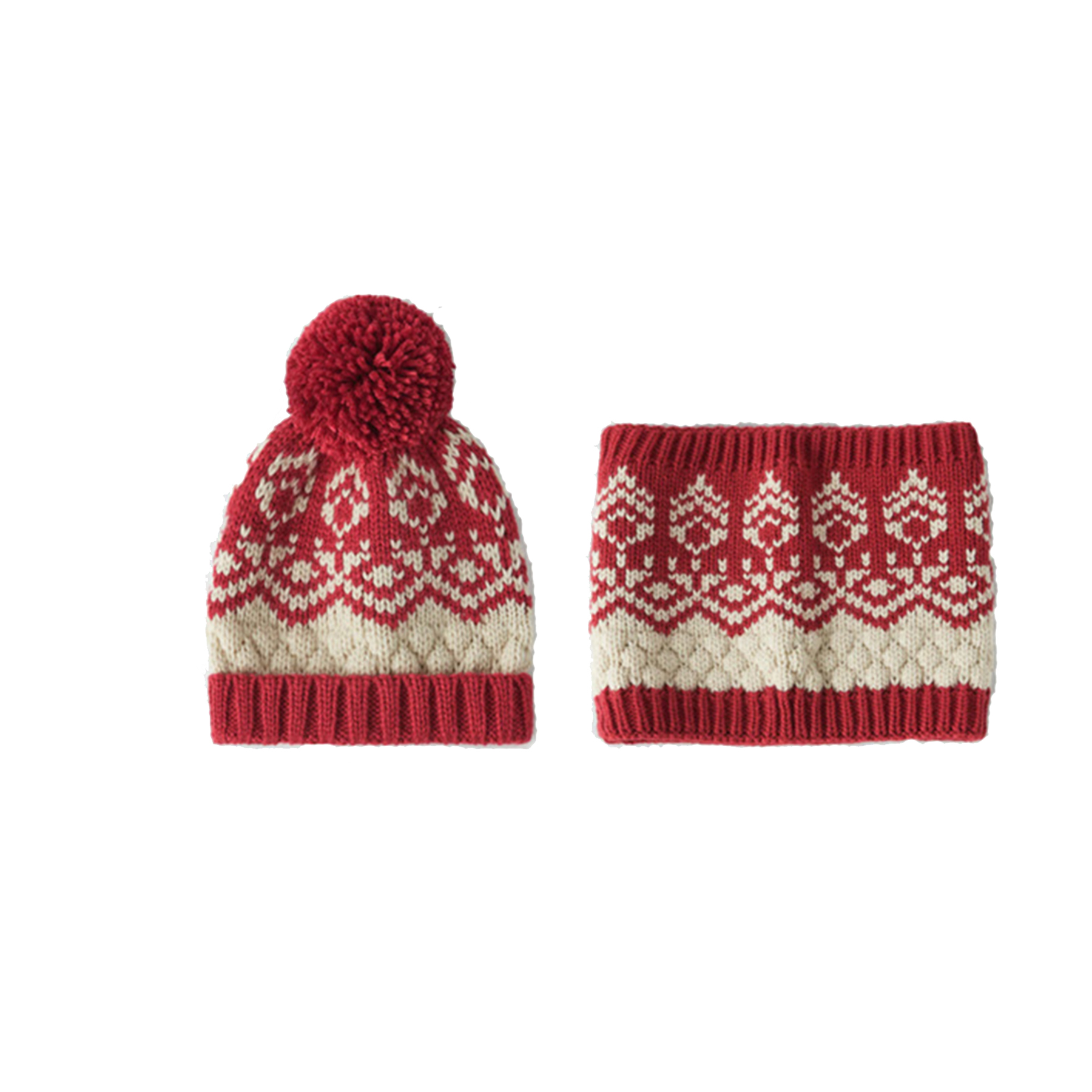 Christmas knitted hat neck bib two-piece for Girls and Boys 2