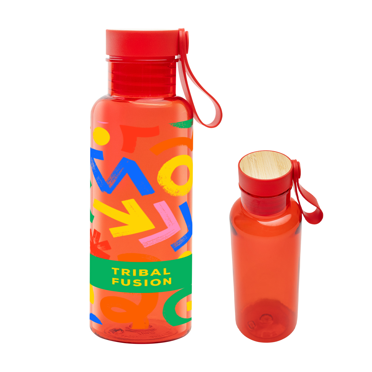 20 Oz. Full Color Cade rPET Bottle With Bamboo Accent Lid and Silicone Easy Carry Handle 5
