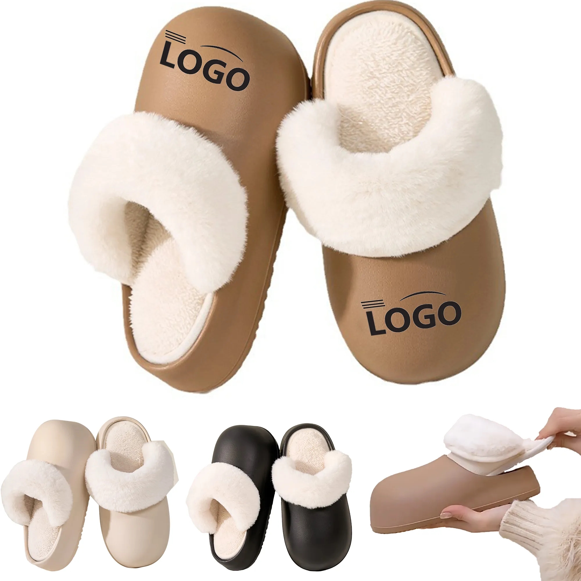 Removable Washable Thick Soled Winter Warm Bread Slippers 3