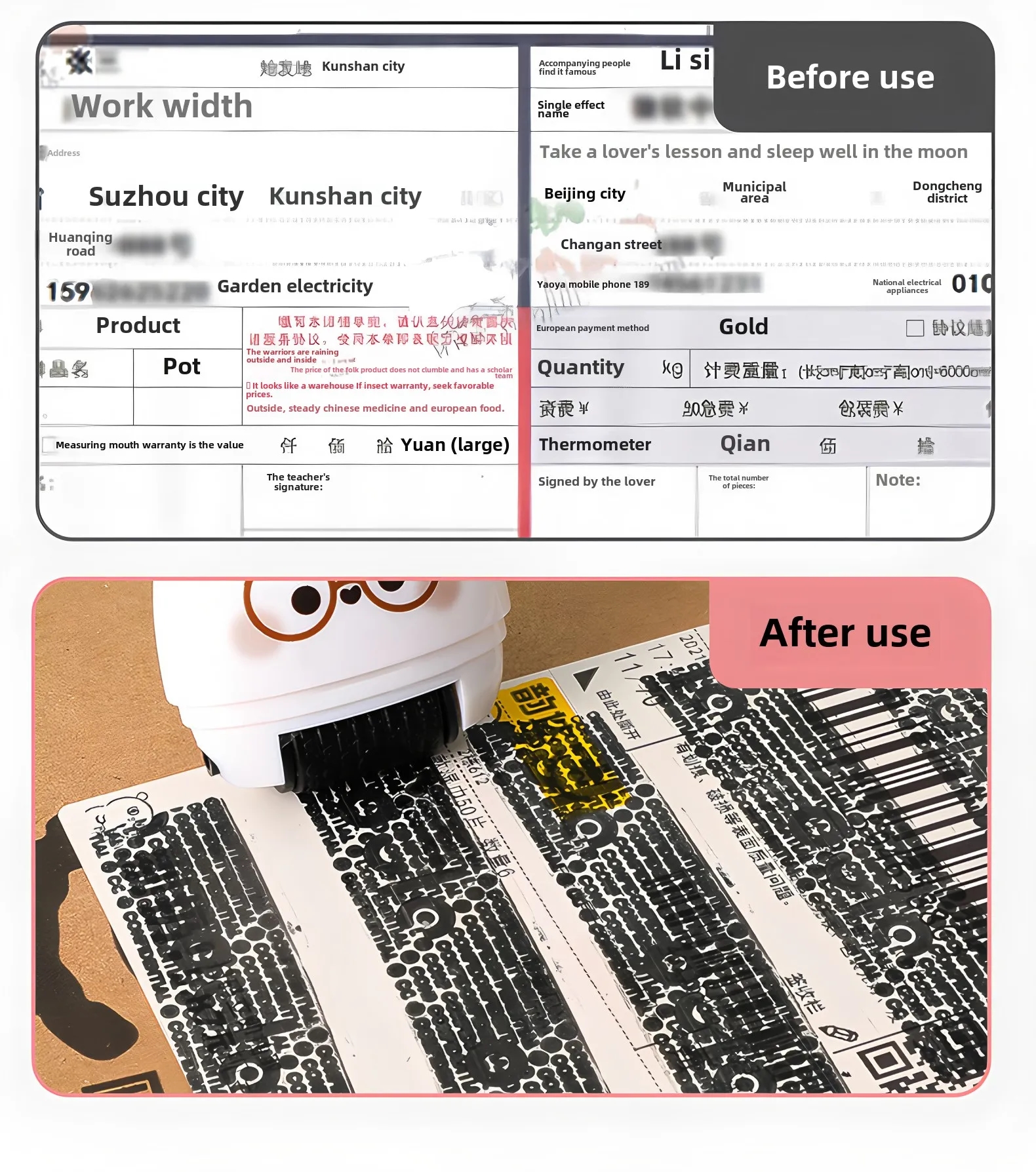 Custom Security Stamp Roller 2 in 1 with Mini Cutter for ID Protection Office Use 4