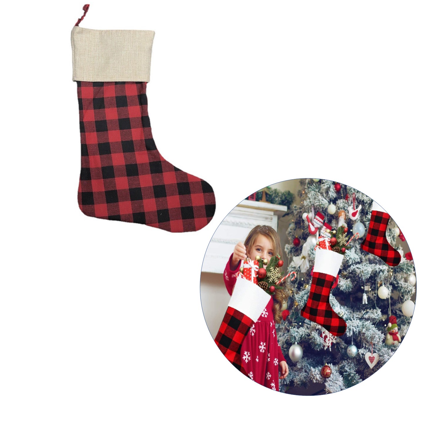 Fireplace Hanging Stockings for Family Christmas Decoration 2