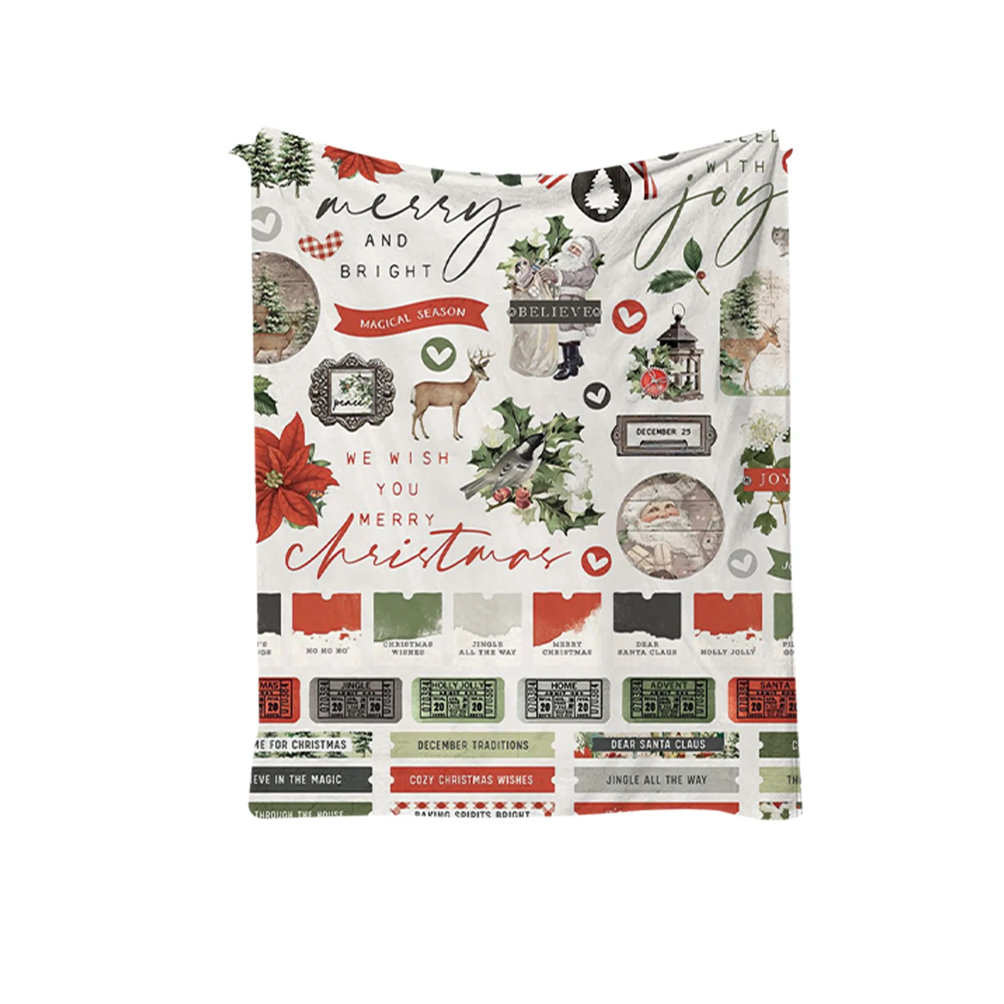 Customizable Pattern Christmas Cartoon Flannel Blanket (78.7 1