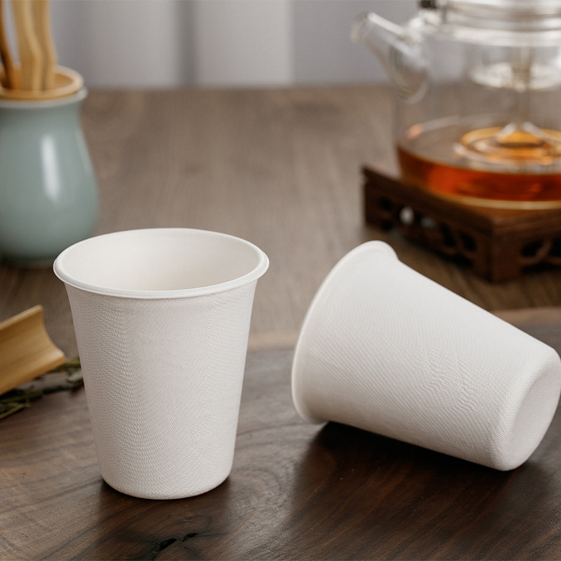 High-End Sugarcane Pulp 8 oz Disposable Paper Cup 2