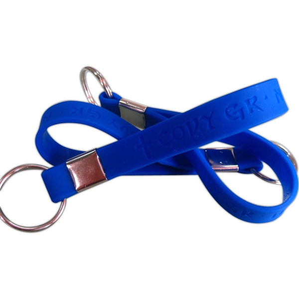 1/2 Inch Debossed Silicone Wristband Keychain 1