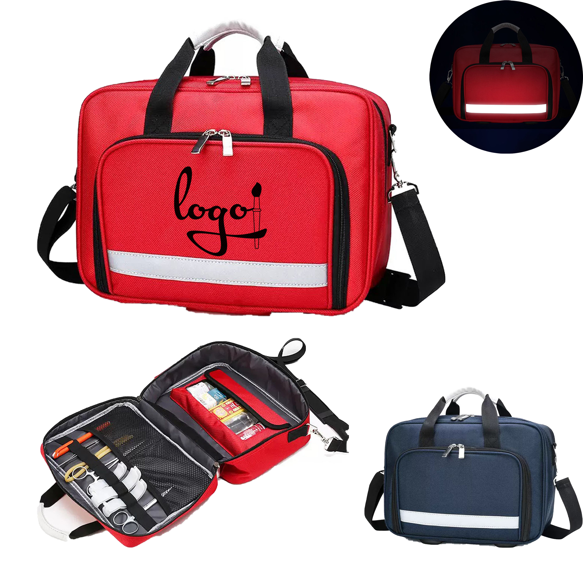 Custom Emergency Medical Bag with Reflective Strip 1