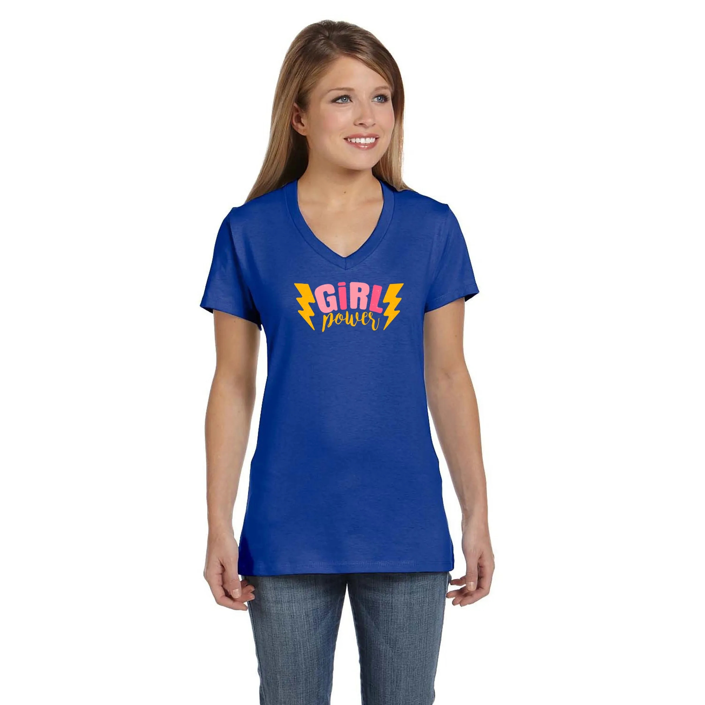 Hanes Ladies 4.5 oz.. 100% Ringspun Cotton V-Neck T-Shirt 9