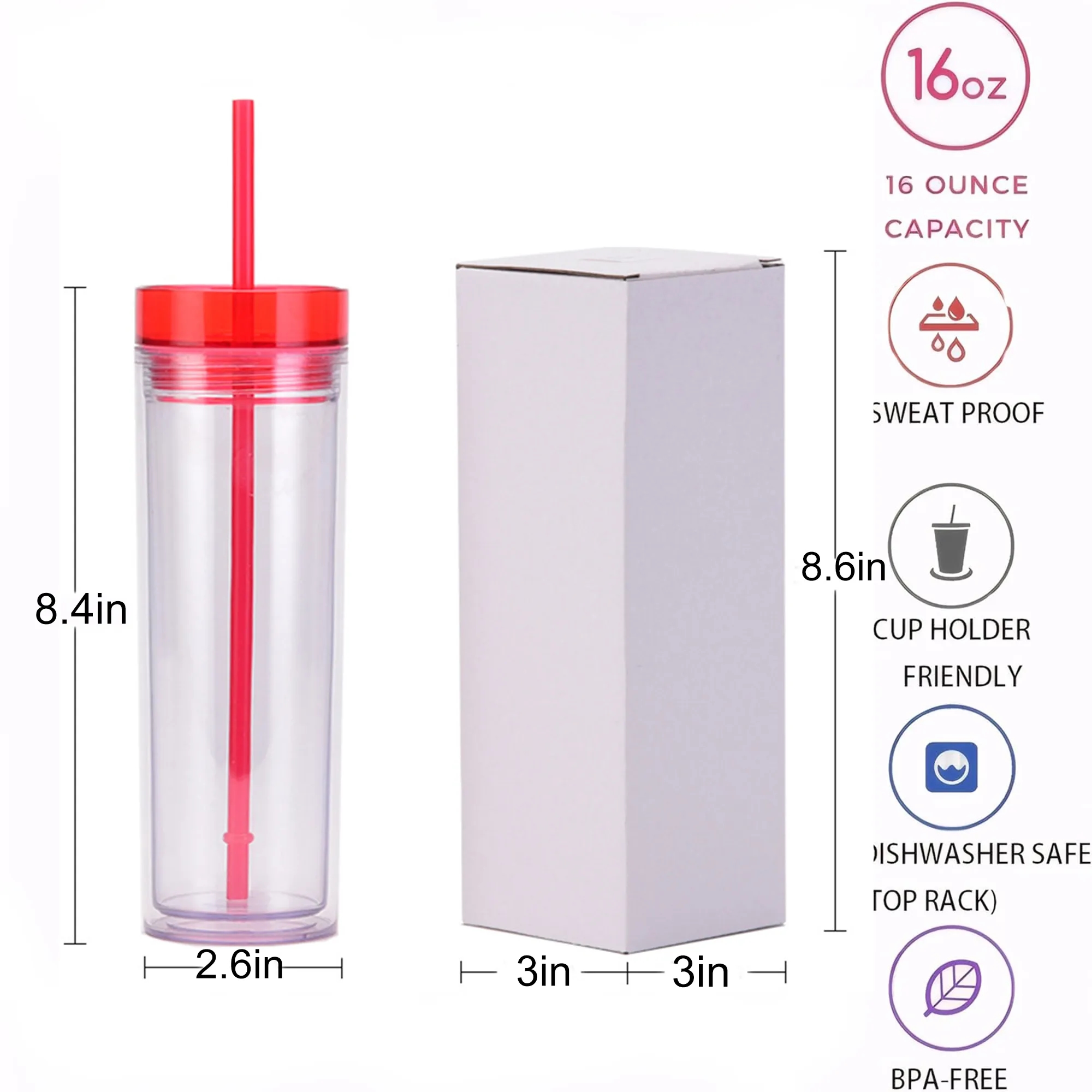 Skinny Double-Wall Tumbler with Straw 2