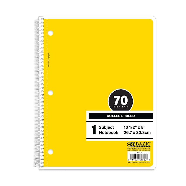 College Ruled Notebooks - 70 Sheets Yellow 1
