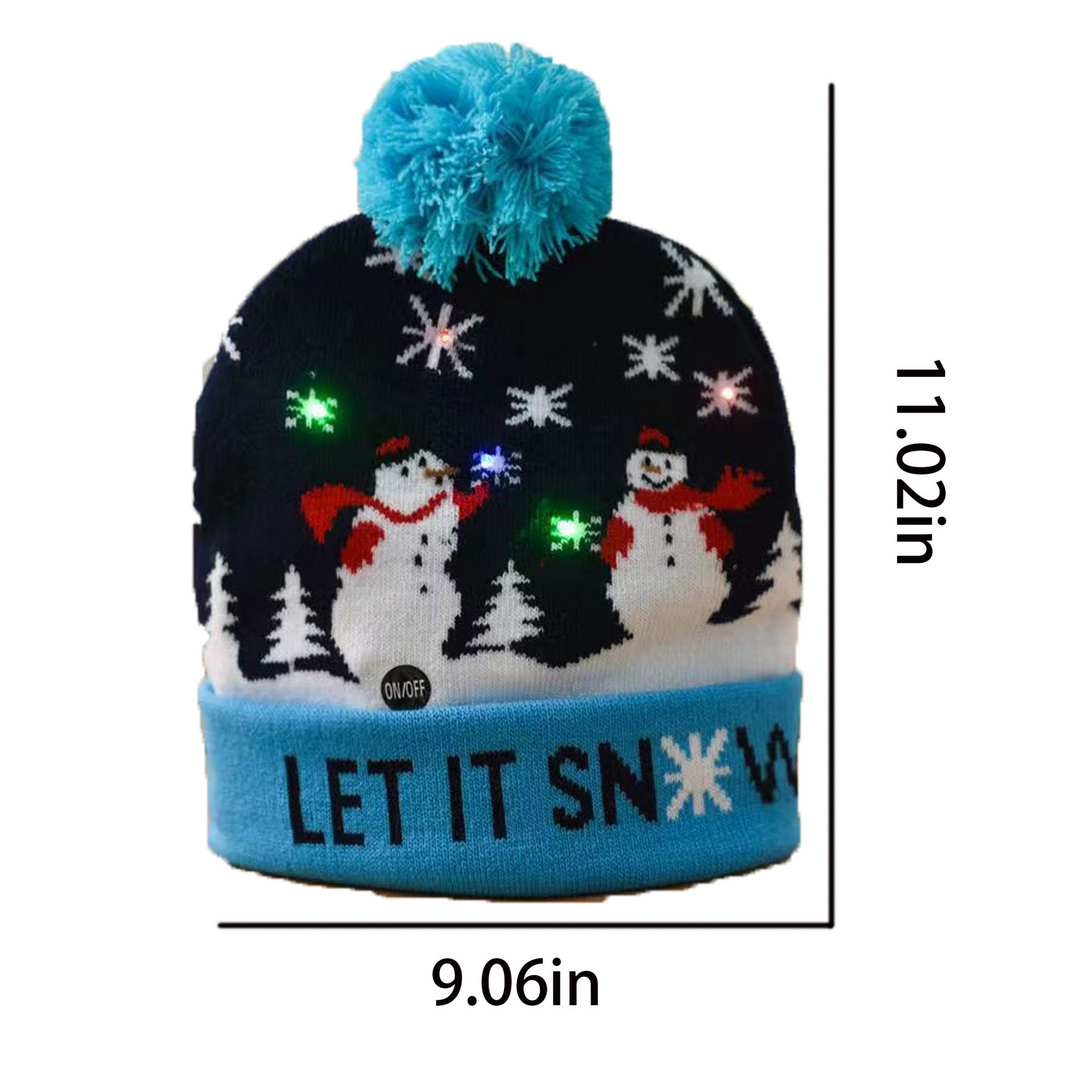 LED Winter Warm Christmas Theme Knitted Hat 2