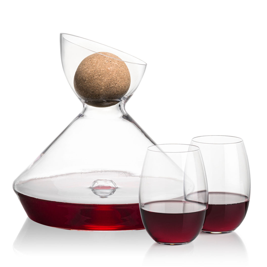 Woodbury Carafe w/Cork Stopper & Carlita Stemless Wine 2
