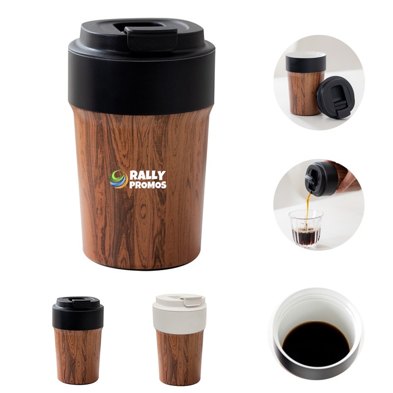 12OZ Wood Grain Stainless Steel Insulated Travel Mug 4