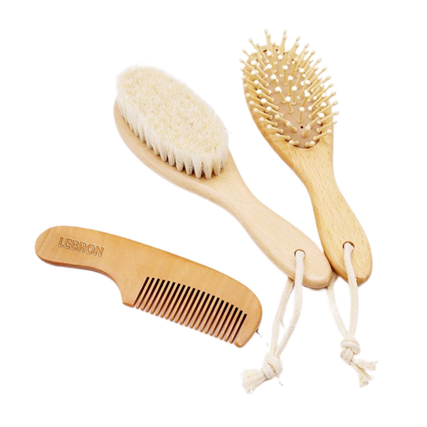 Natural Goat Bristle Baby Brush & Comb Set for Scalp Care 2