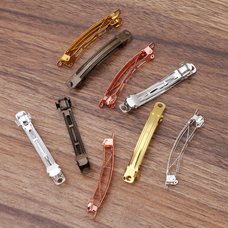 3 inchesMetal DIY Craft French Barrettes Snap Hair Clips Pins 3