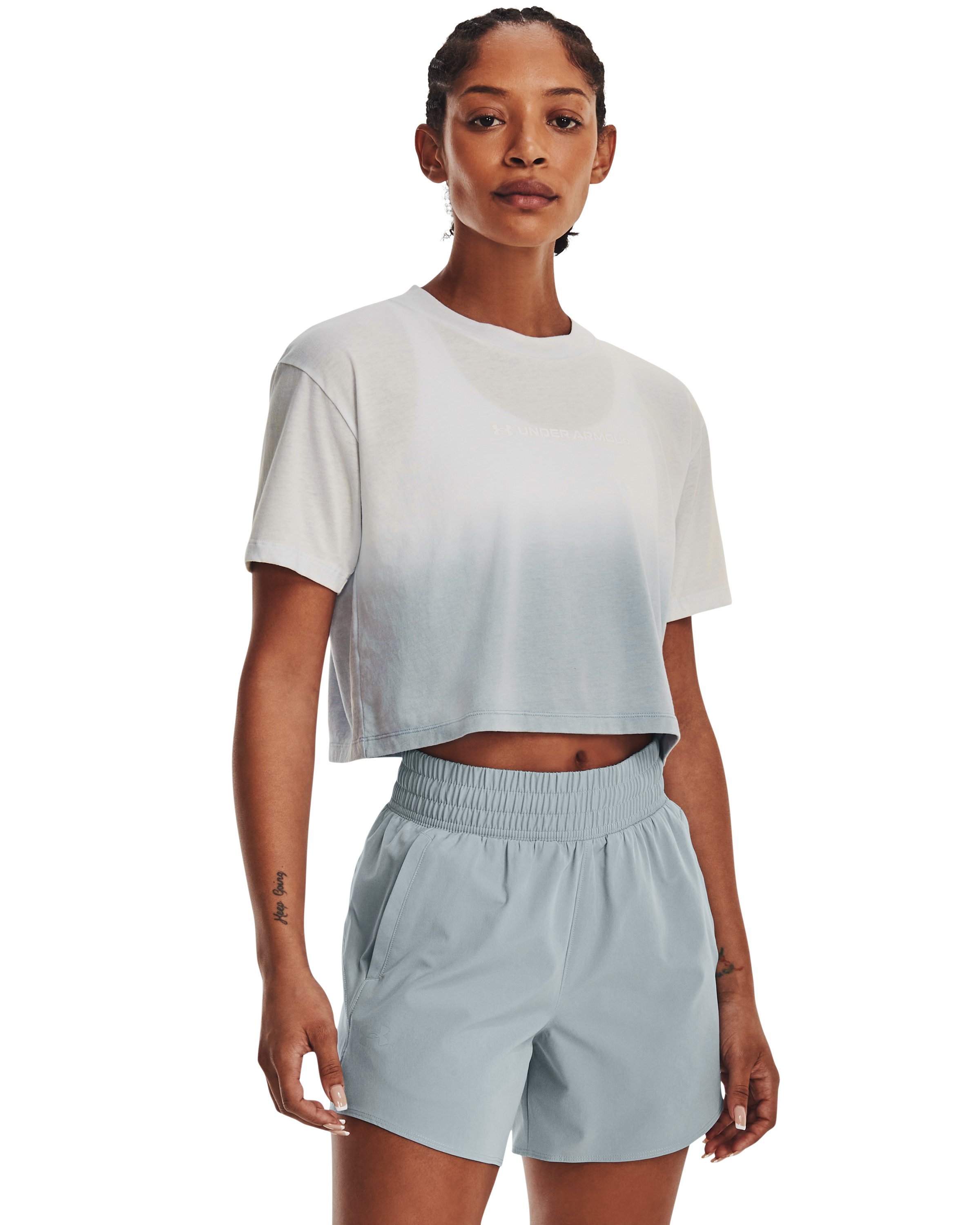 Women's UA Branded Dip Dye Crop Short Sleeve  3