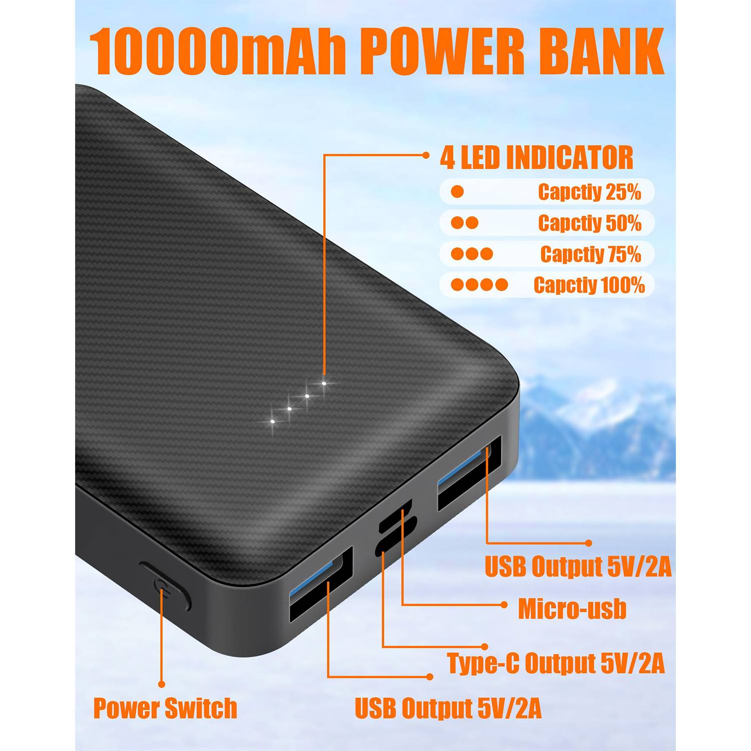 10000mAhn Ultra Thin Battery Power Bank 2