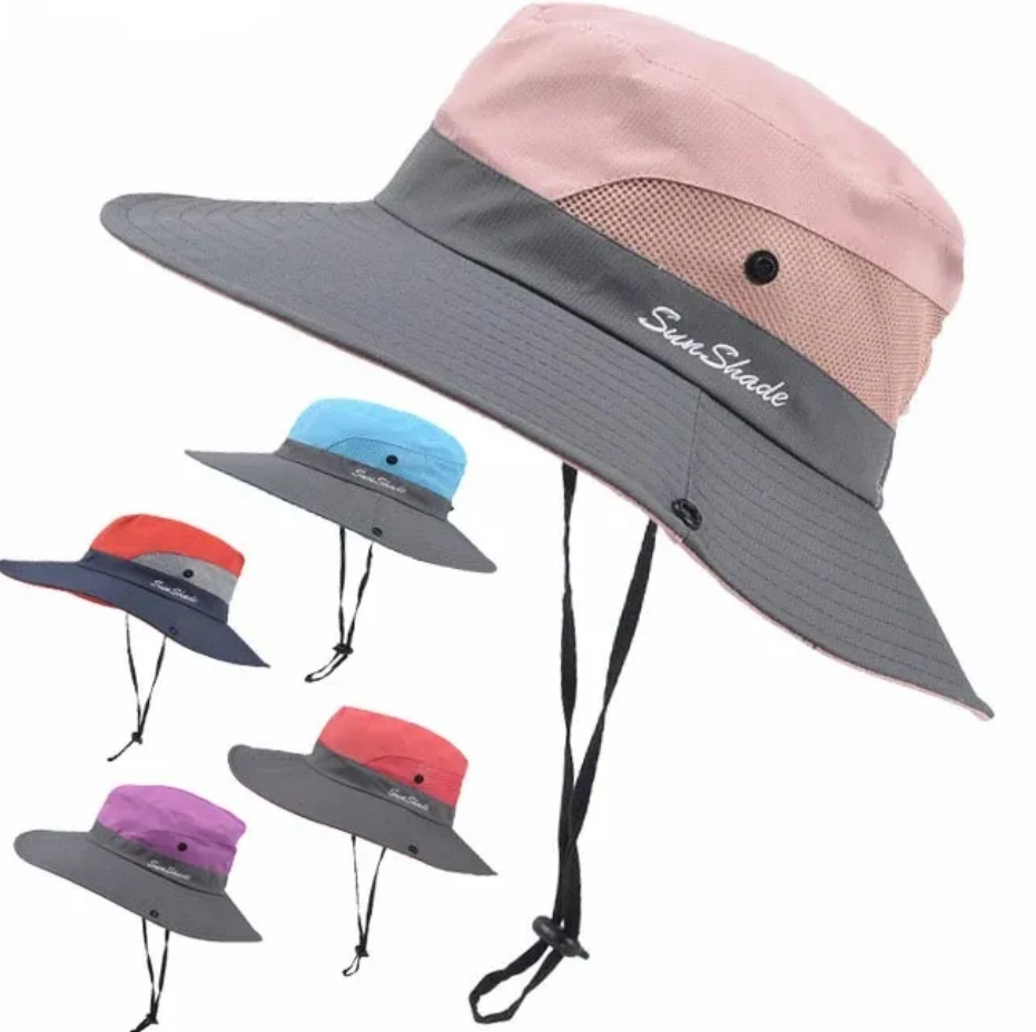 UV Protection Bucket Fishing Hat with Ponytail-Hole 3