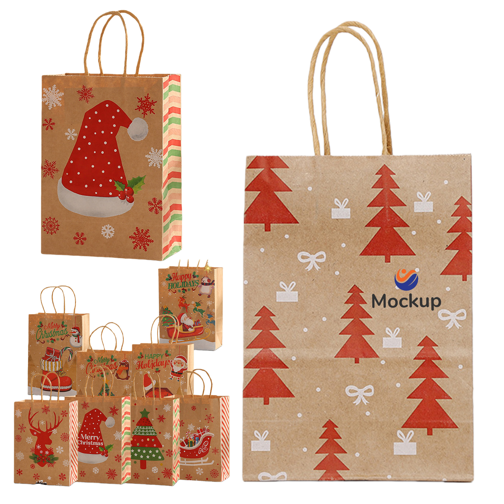 Christmas Grocery Kraft Paper Bag 6