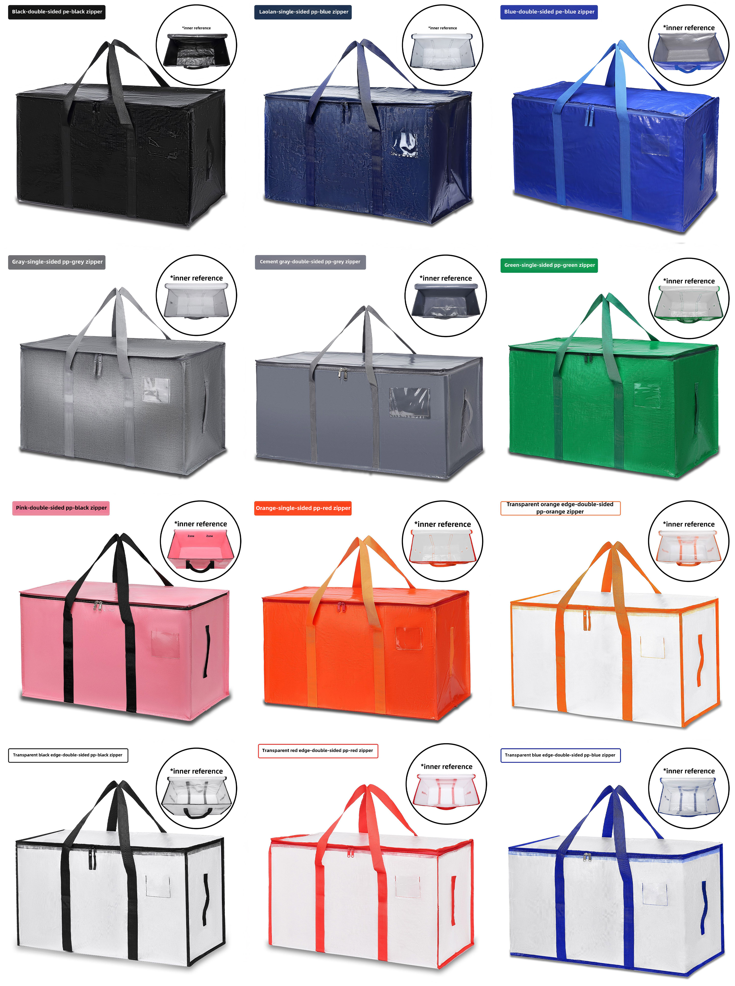 Extra Large Moving Bags with Zippers Heavy Duty Waterproof Storage Handles 2