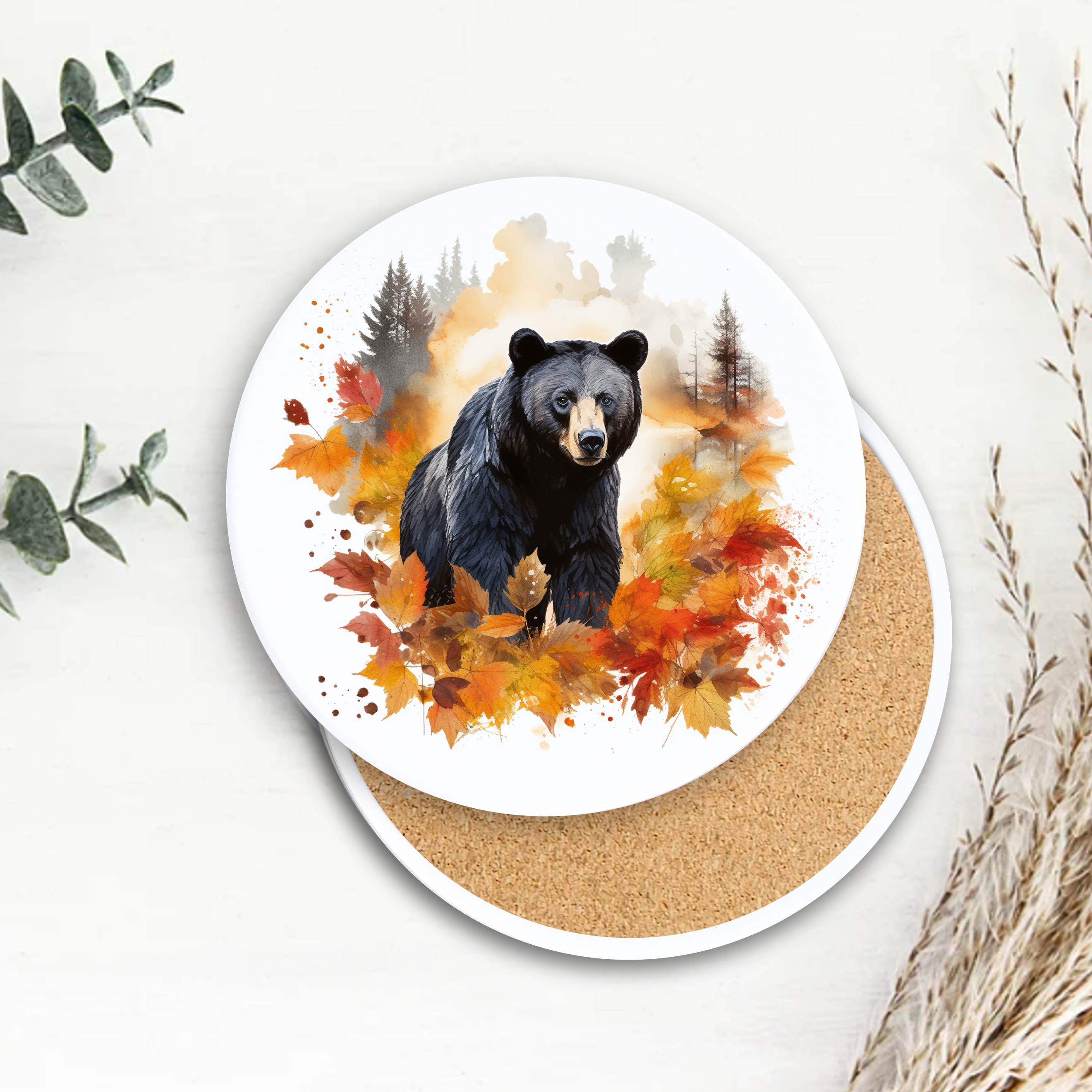 Semi-Gloss White Ceramic Round Coaster 2