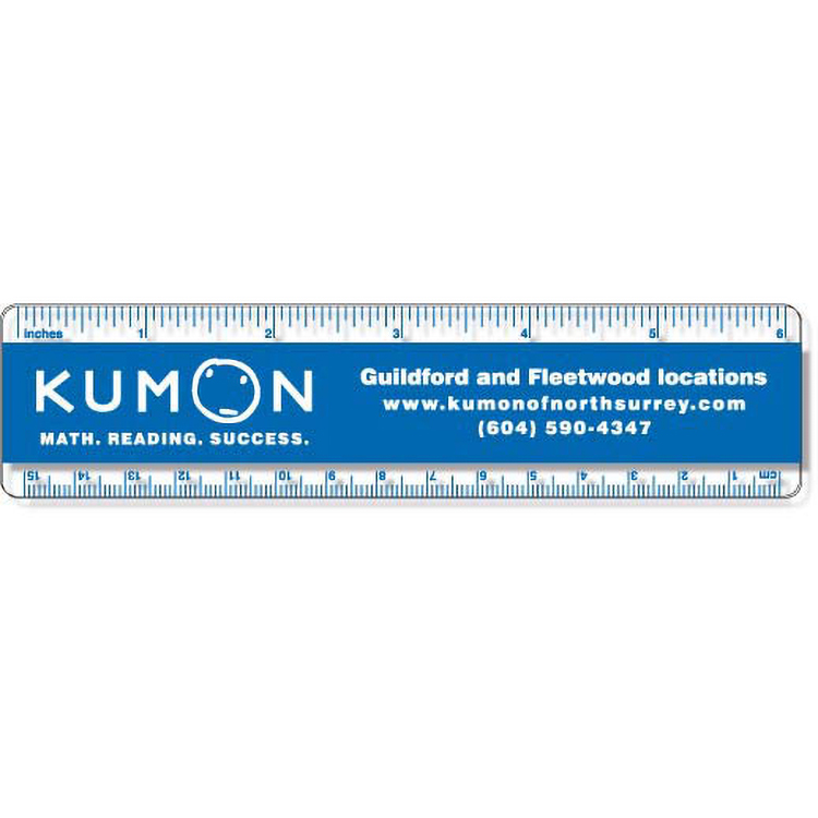 .040 Clear Copolyester Ruler / round corners (1.5" x 6.25") screen-printed