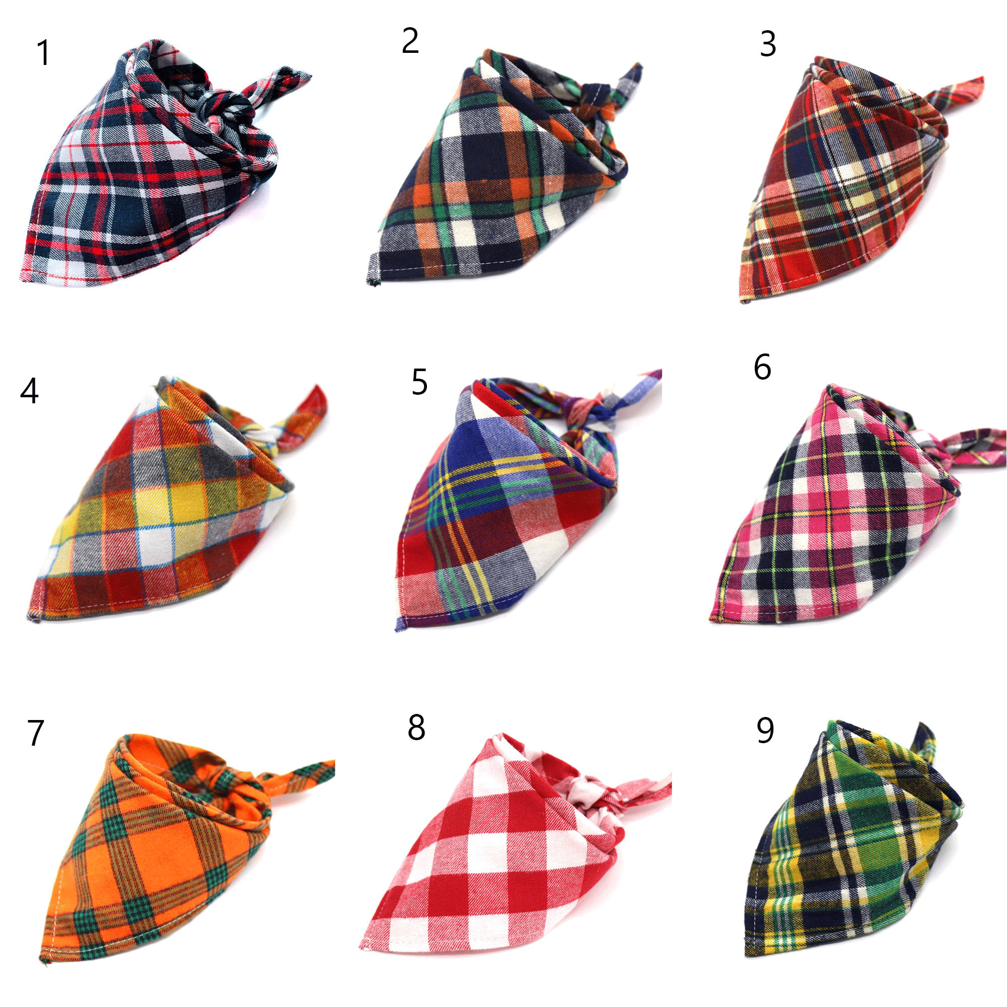 Dog Bandanas Triangle Plaid Bib 1