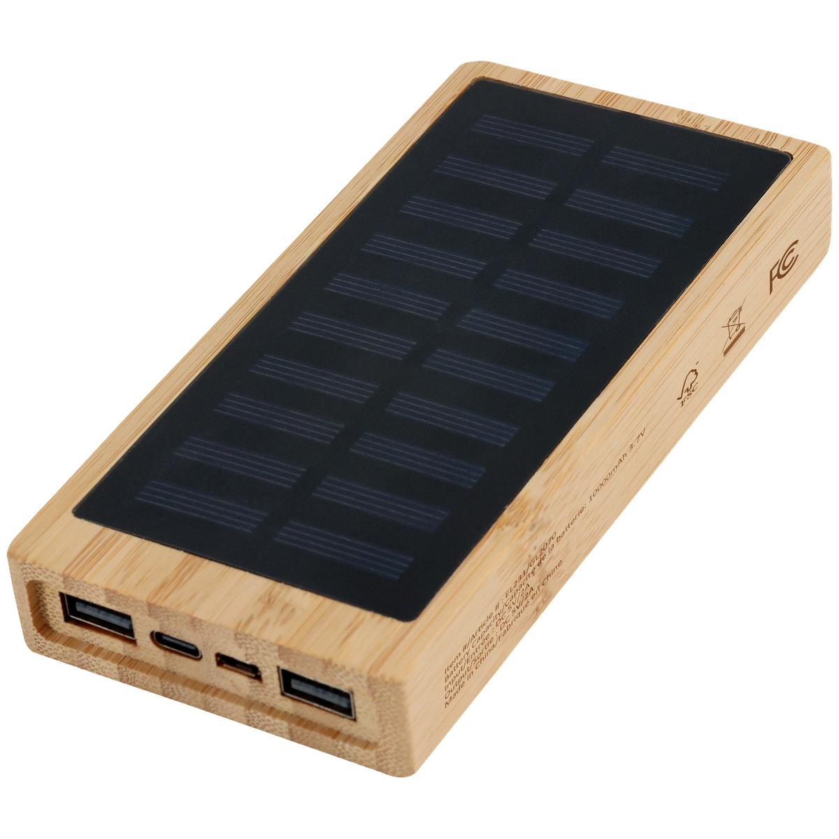 Bamboo 10,000mAh Solar/Wireless Powerbank 27