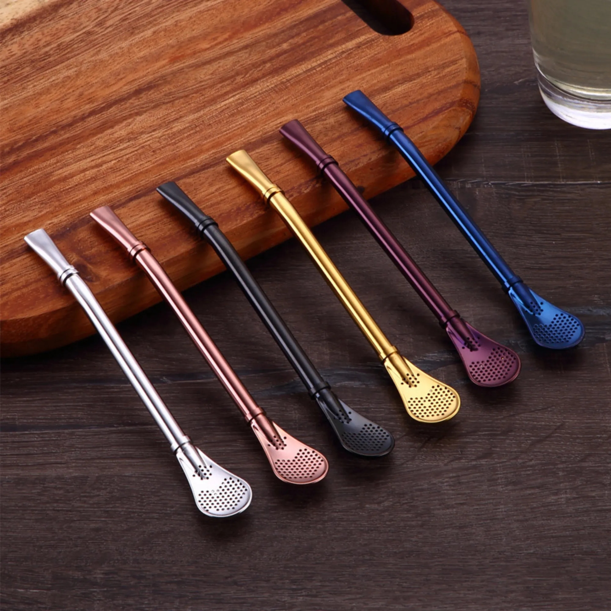 Stainless Steel Straw Spoon Stirrer With Straining Tip 3