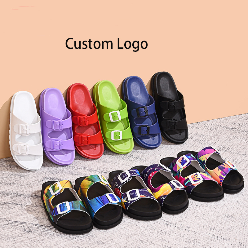 Adjustable Double Straps PVC Slides 2