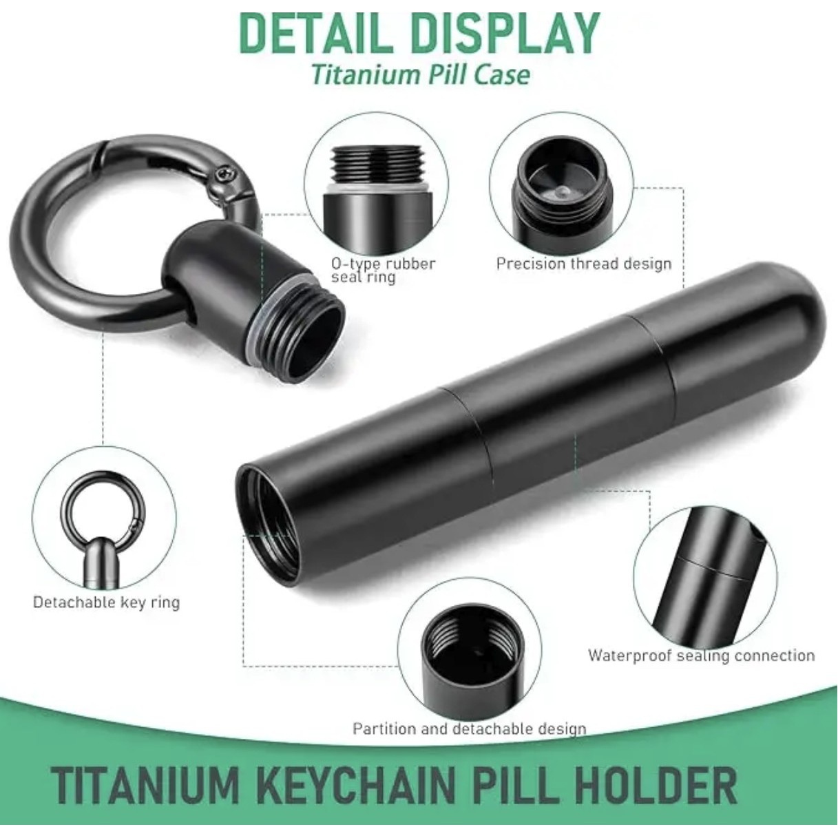 Stainless Steel Keychain Pill Holder 4
