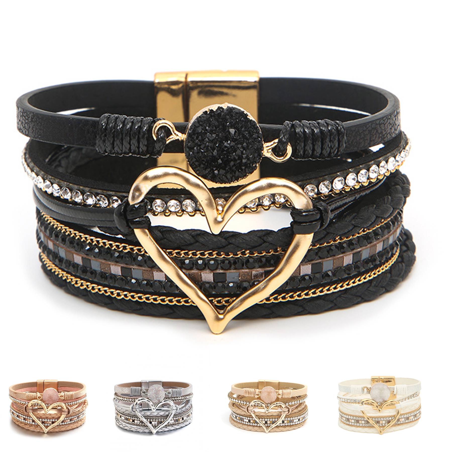 PU Hand-woven bracelet in multi-layered leather 1