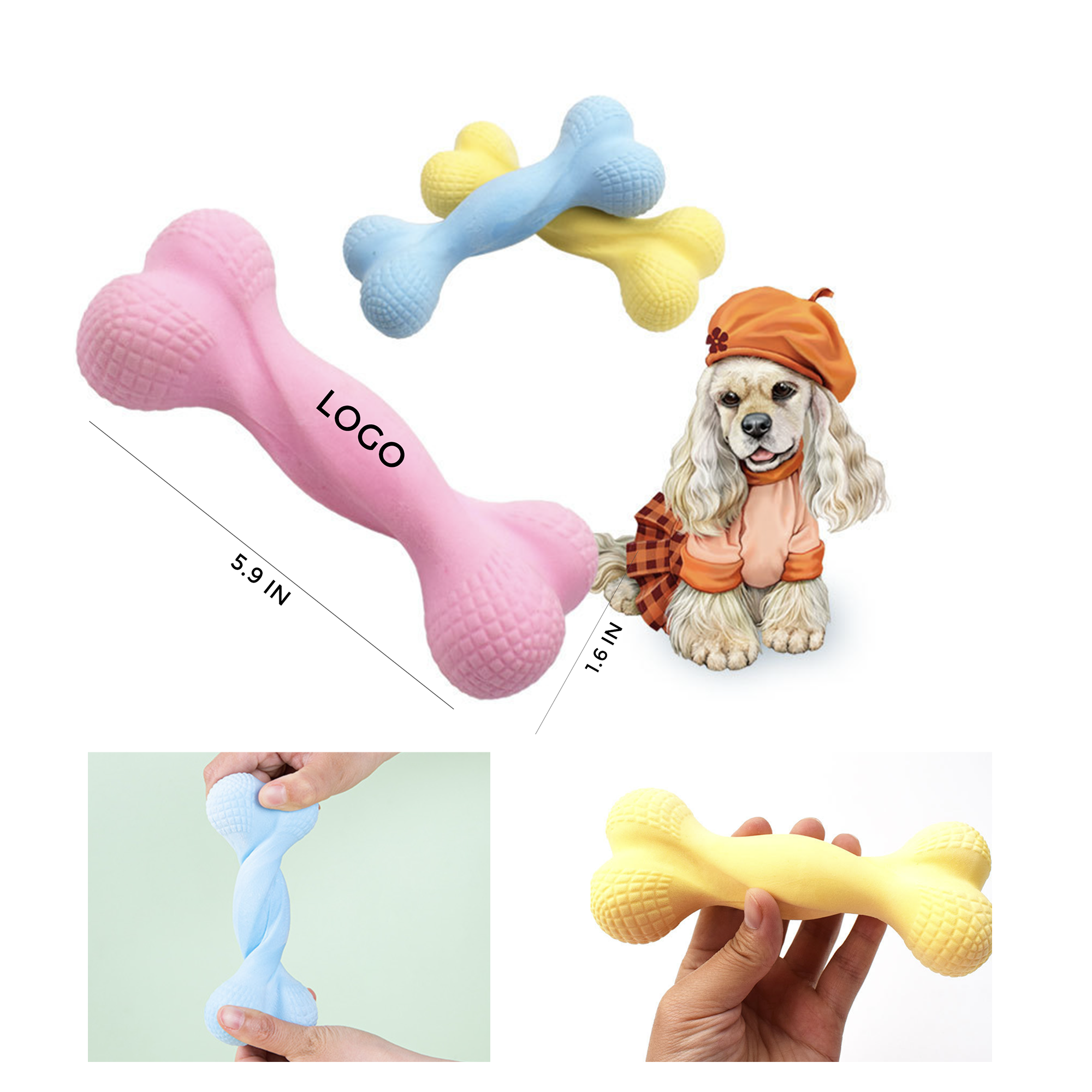 MOQ 10 PCS Durable TPR Bone Pet Toy 2