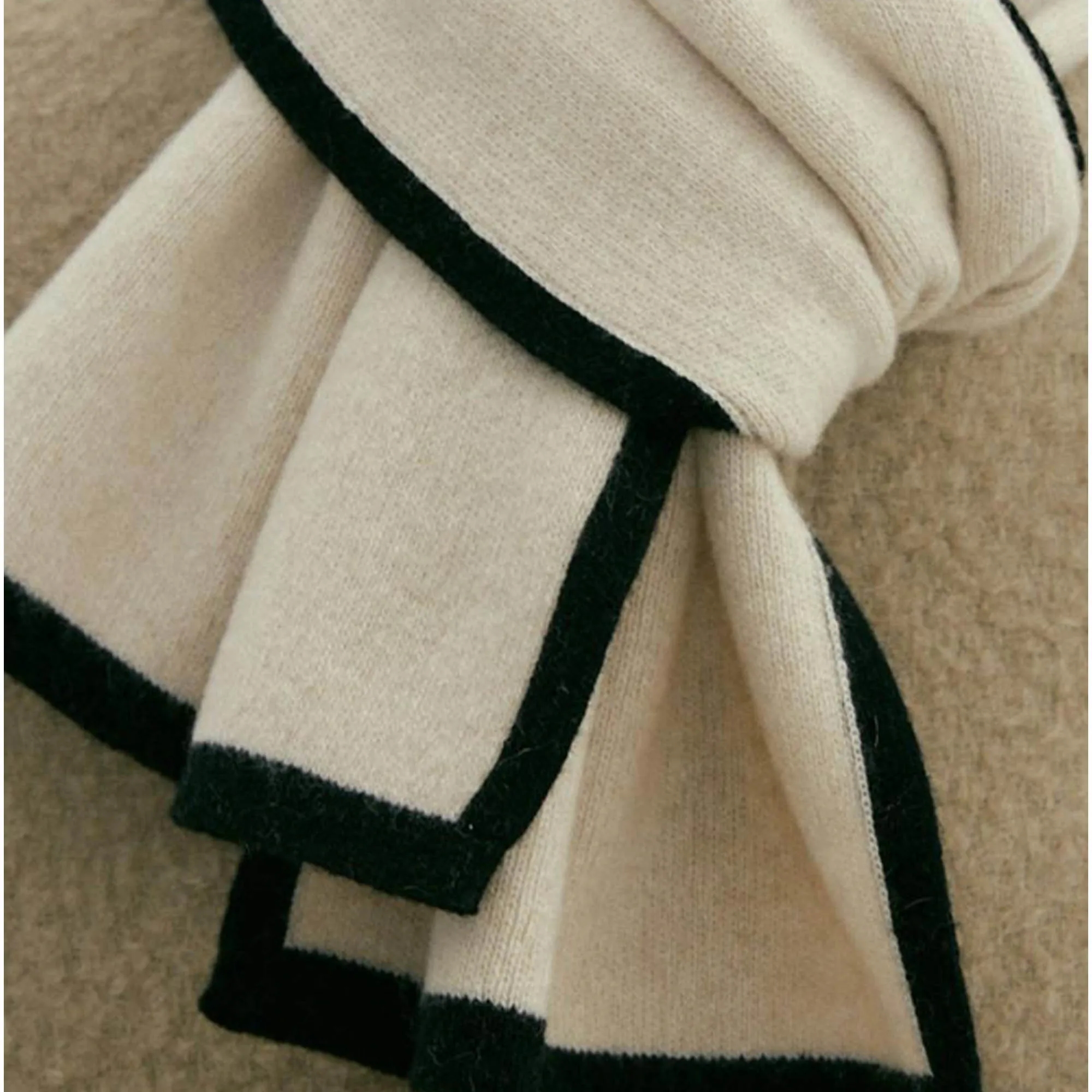 Wool Blend Winter Scarf with Elegant Trim 3
